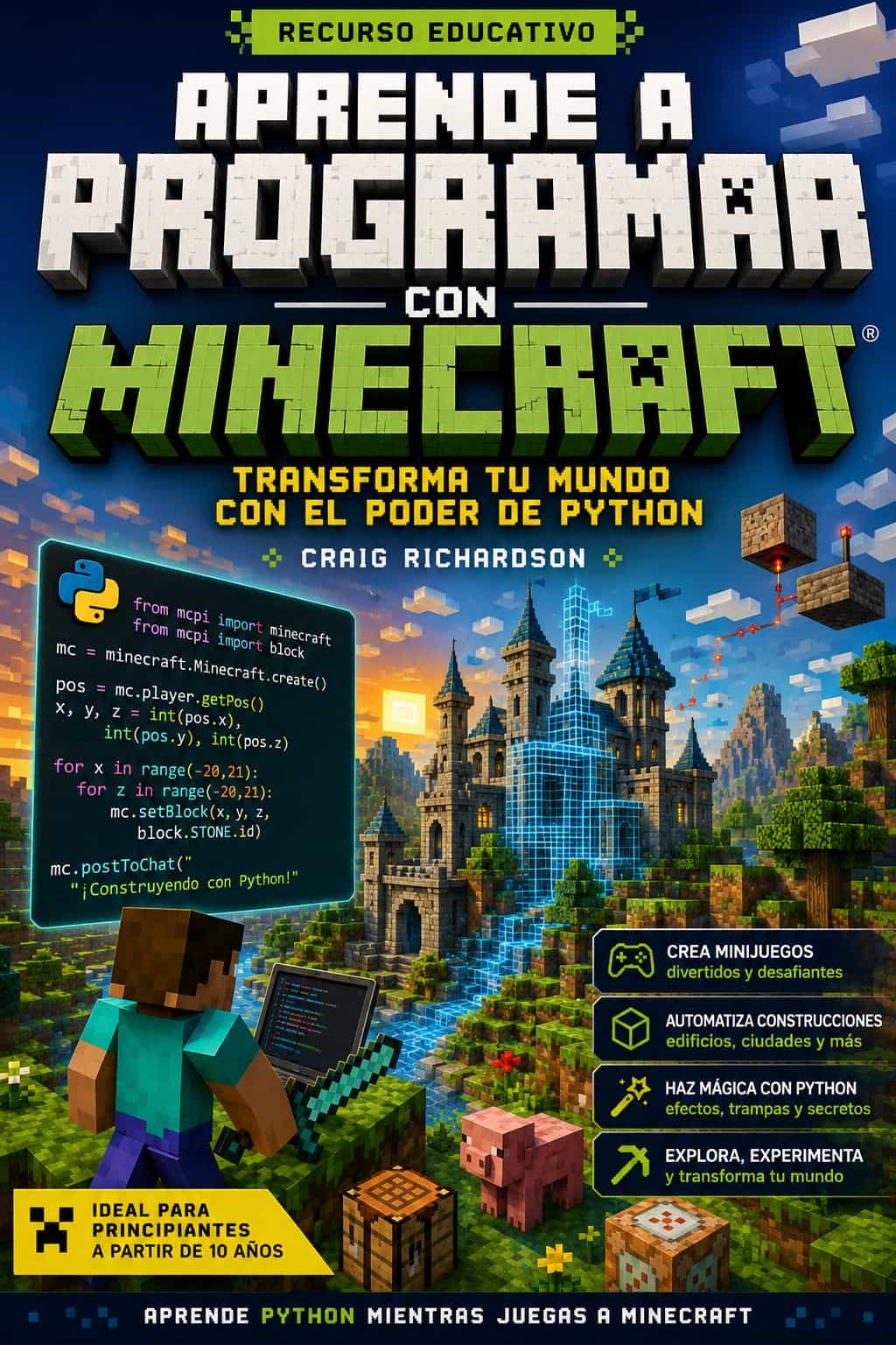 Portada del libro Aprende a Programar con Minecraft